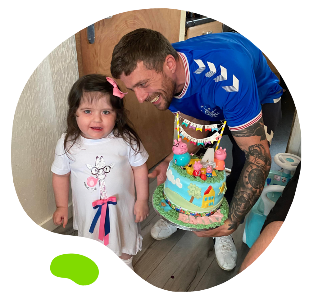 Emily & dad with birthday cake