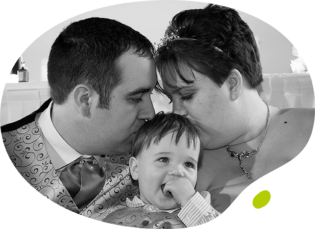 Steph, Jake and Paul in black and white