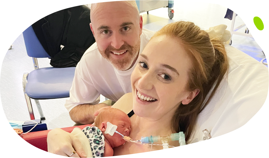 Ella's Mito Mission - Ella in hospital on mum's chest