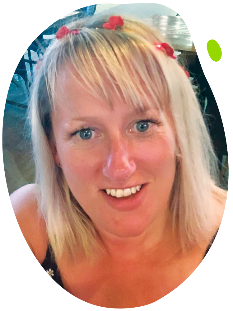 Clare's Mito Mission - Clare wearing a headband