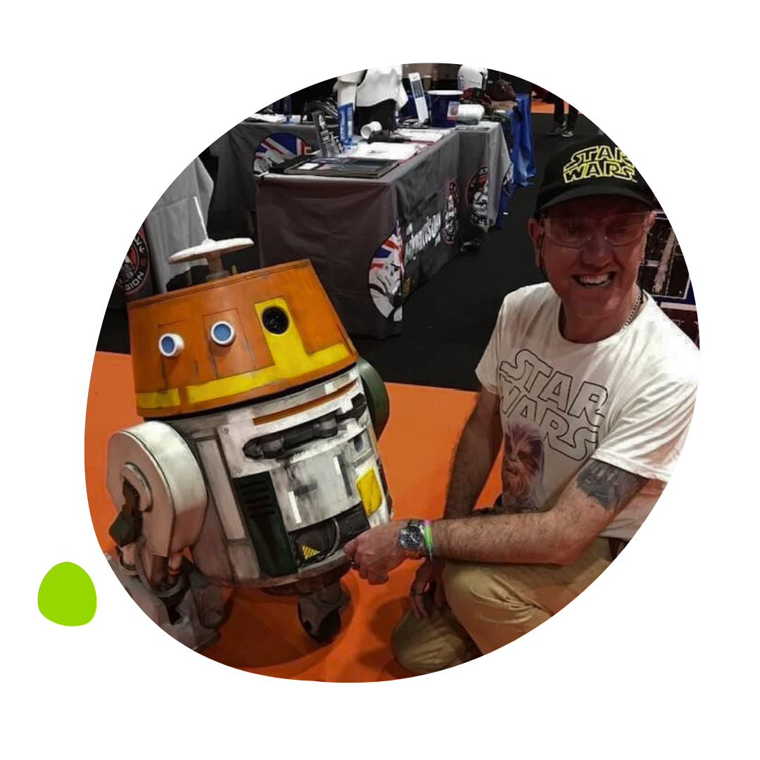 Paul Jordan with robot