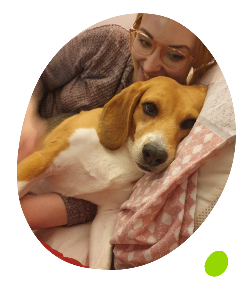 Charlotte with a dog