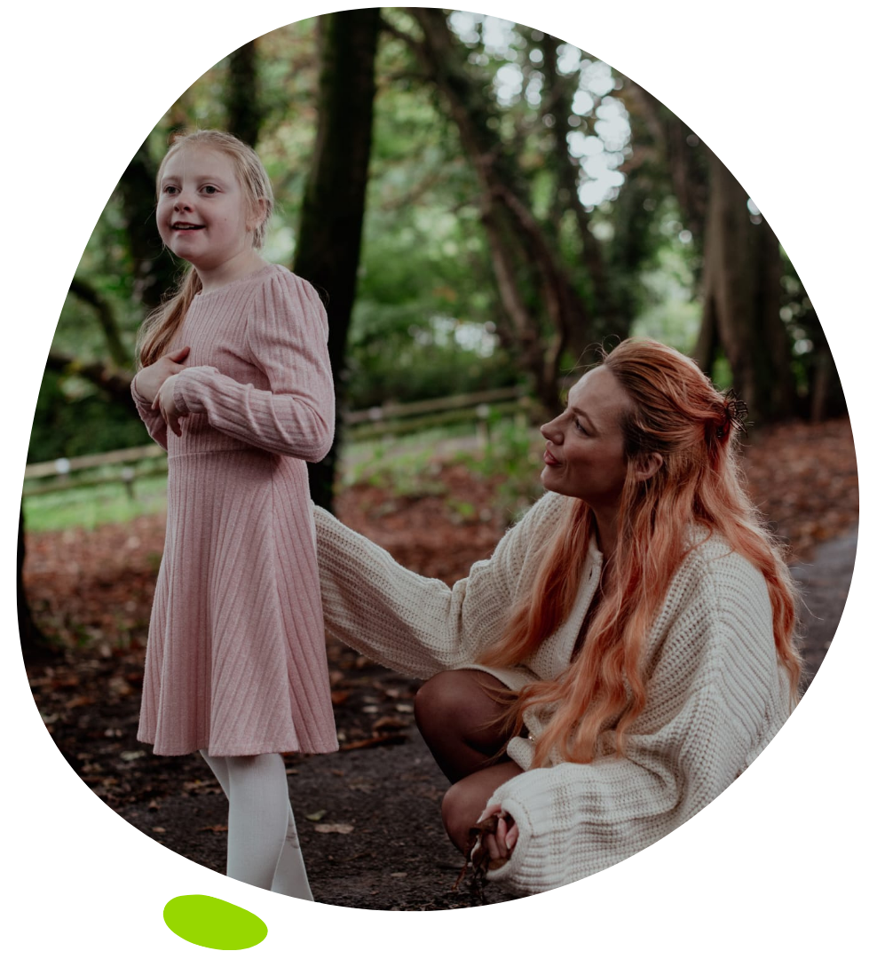 Daisy in forest with mum