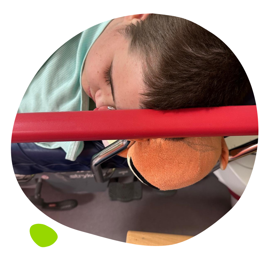 Jake asleep in hospital bed